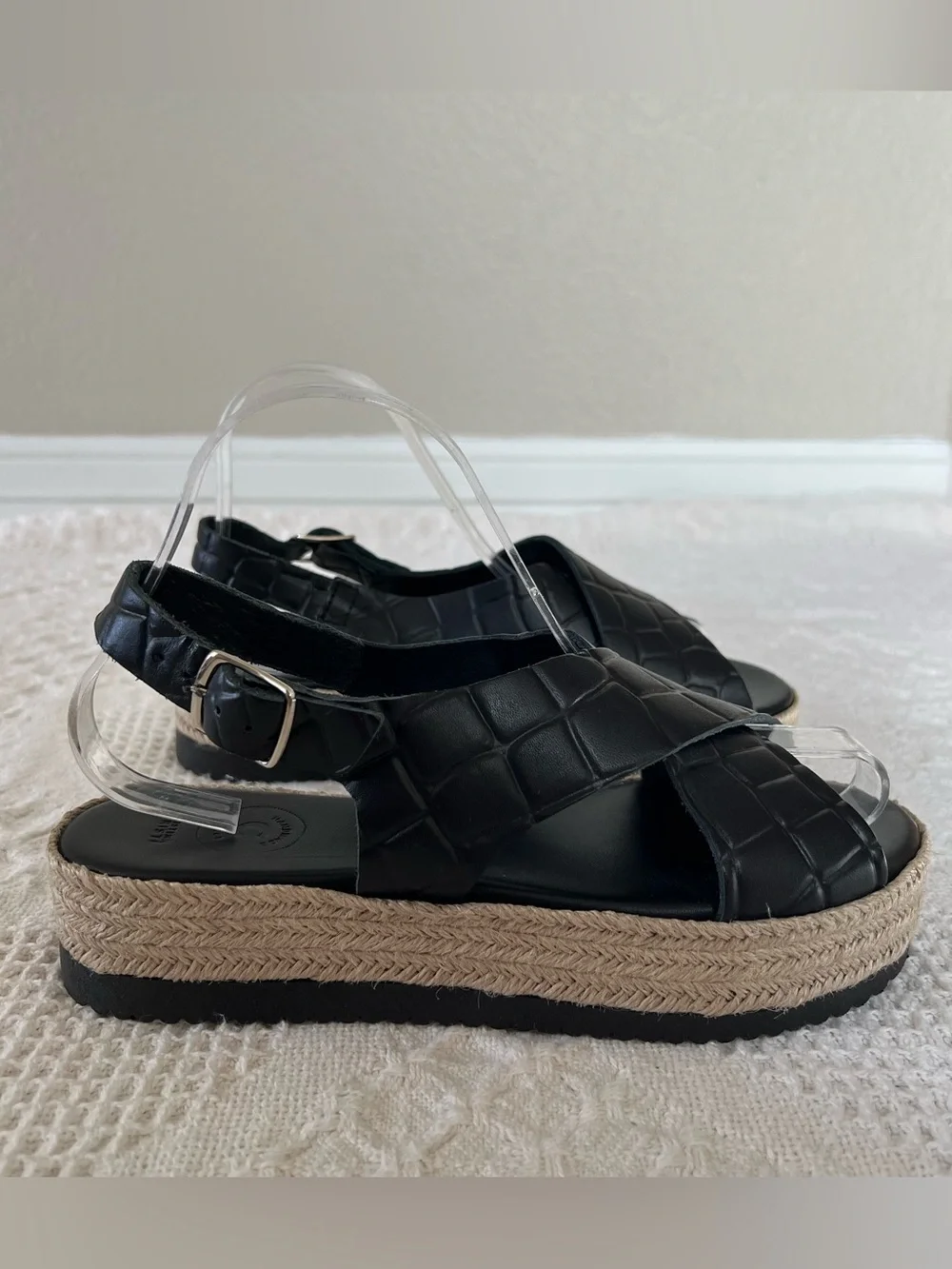 Christina Christi Leather Handmade Platform Espadrille Sandals Women’s Size 7.5